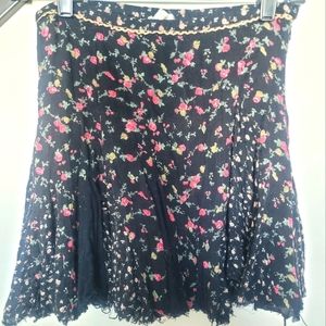 Free People FP One black rosebud patch woven mini skirt size 0